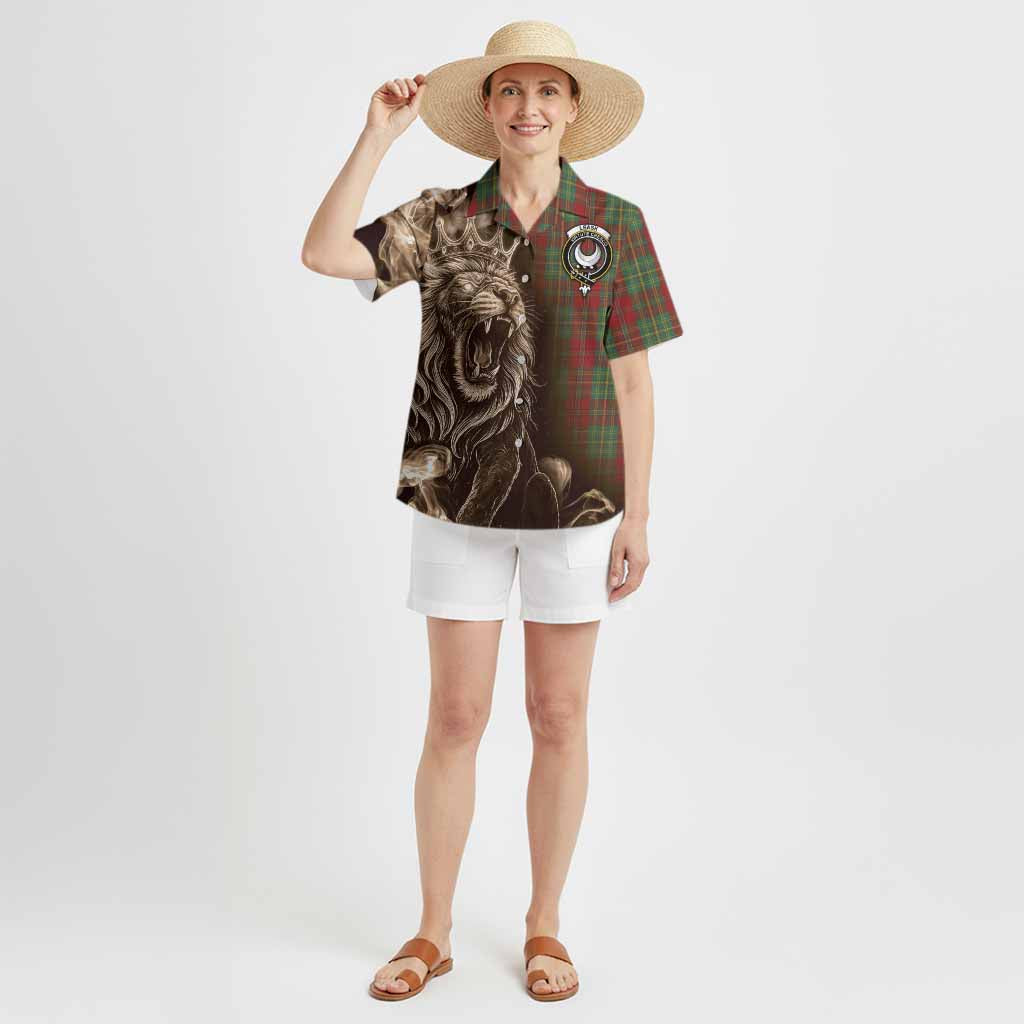 Leask Tartan Hawaiian Shirt Roaring Lion Heritage
