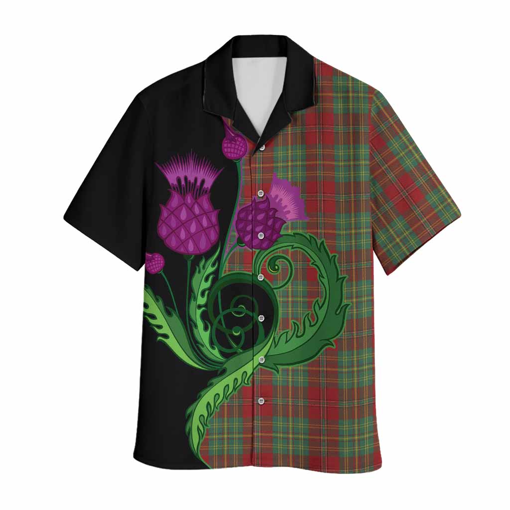 Leask Tartan Hawaiian Shirt Traditional Scottish Thistle