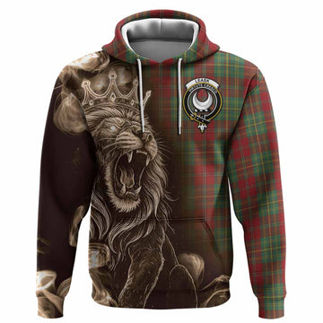 Leask Tartan Hoodie Roaring Lion Heritage