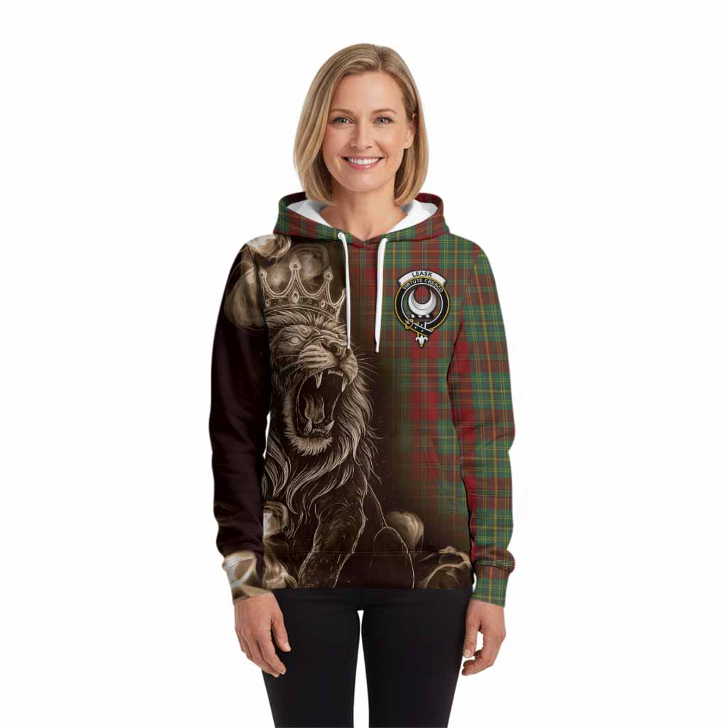 Leask Tartan Hoodie Roaring Lion Heritage
