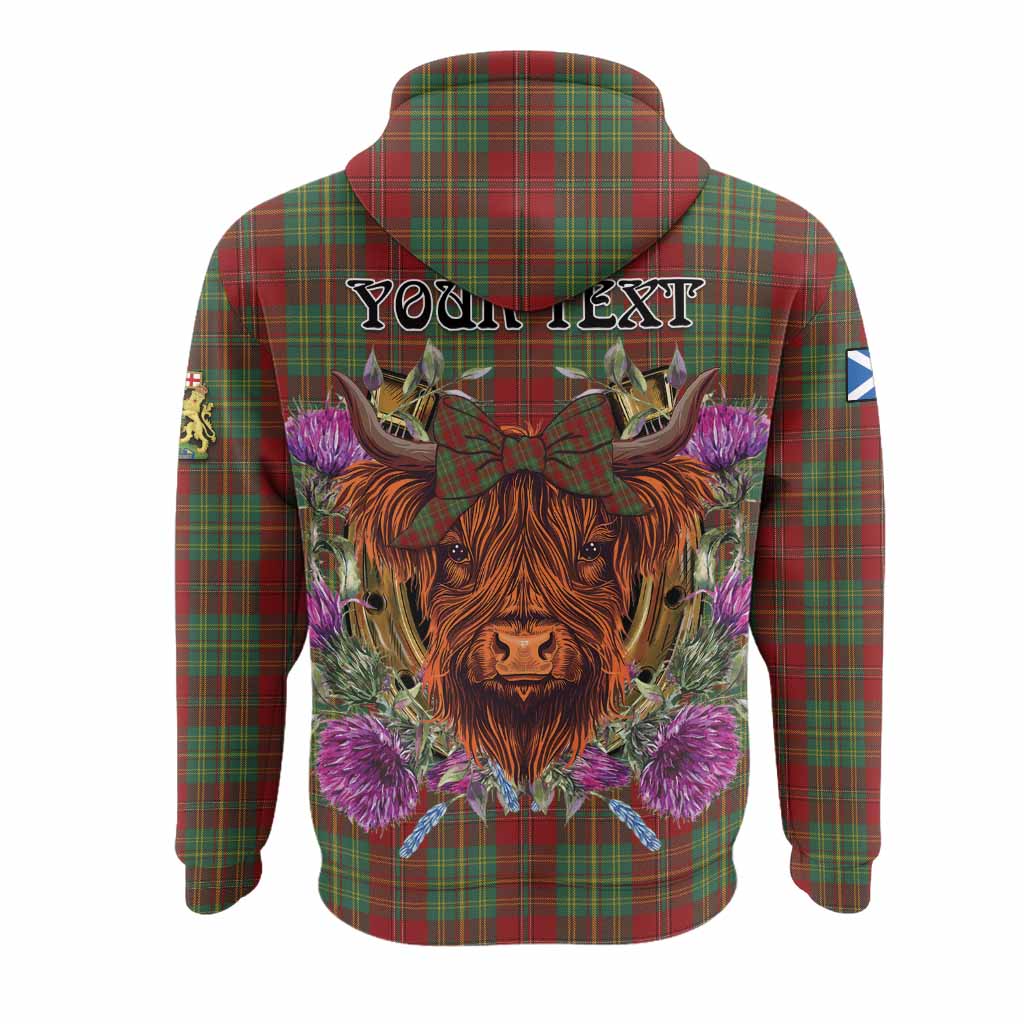 Leask Tartan Hoodie Scottish Thistle Heilan Coo