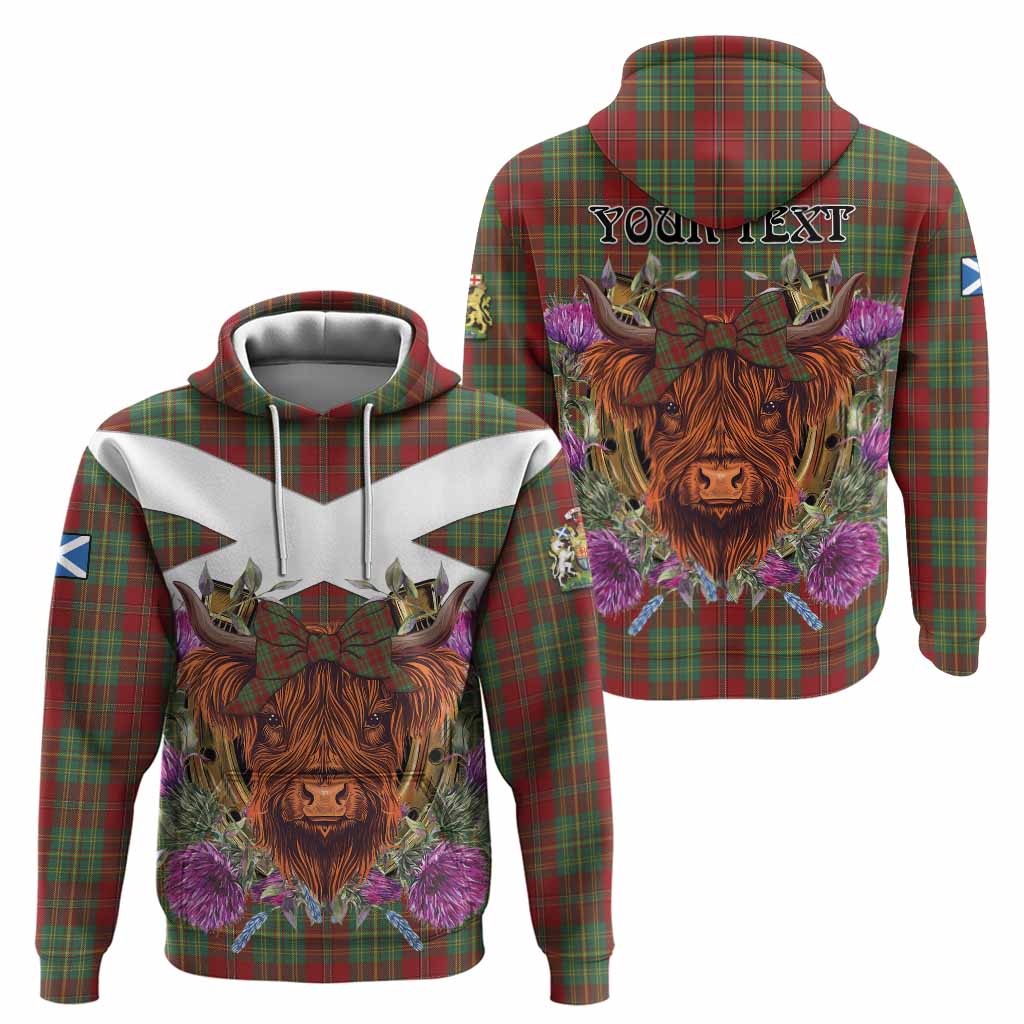 Leask Tartan Hoodie Scottish Thistle Heilan Coo