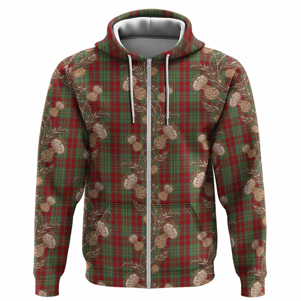 Leask Tartan Hoodie Seamless Scottish Thistle Flowers