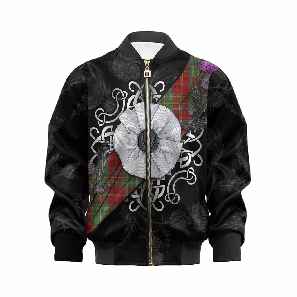 Leask Tartan Kid Bomber Jacket Jacobite White Rose Kid XS - Tartan Vibes Clothing