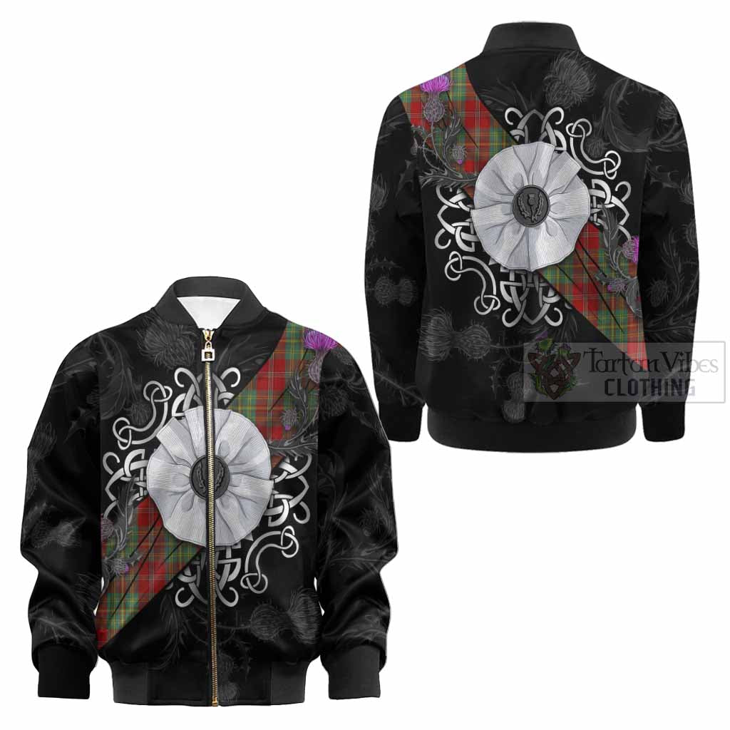Leask Tartan Kid Bomber Jacket Jacobite White Rose - Tartan Vibes Clothing