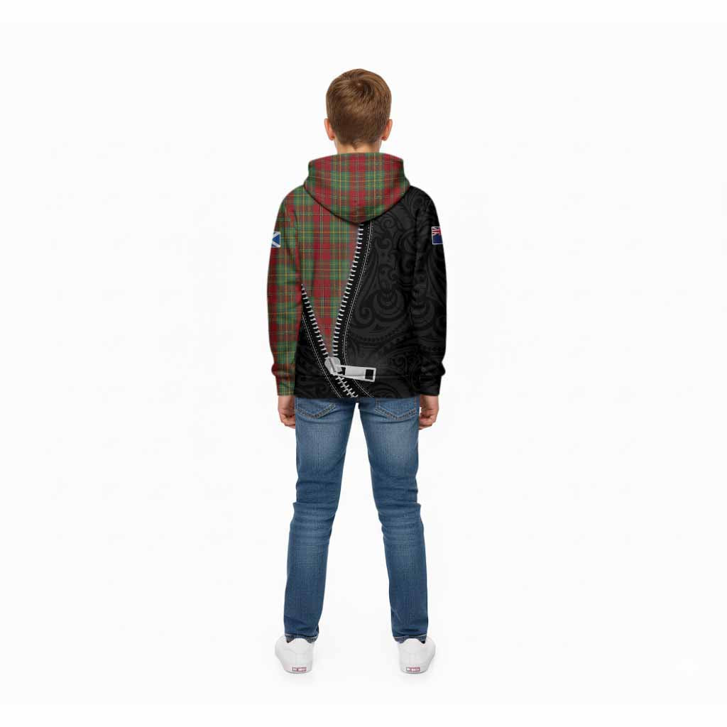 Leask Tartan Kid Hoodie New Zealand Pattern Unique Zipper Stylized