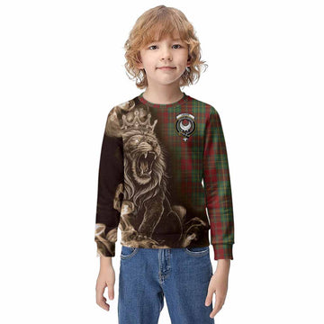 Leask Tartan Kid Knitted Sweatshirt Roaring Lion Heritage