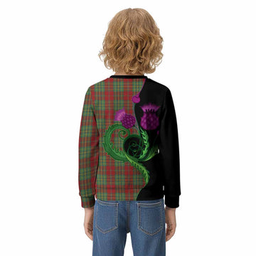Leask Tartan Kid Knitted Sweatshirt Traditional Scottish Thistle