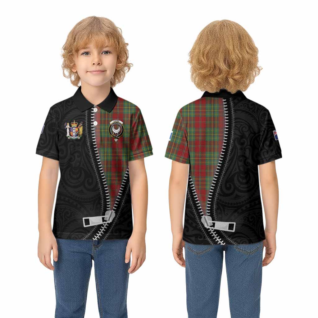 Leask Tartan Kid Polo Shirt New Zealand Pattern Unique Zipper Stylized