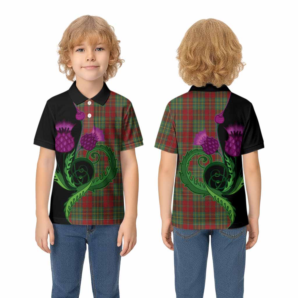 Leask Tartan Kid Polo Shirt Traditional Scottish Thistle