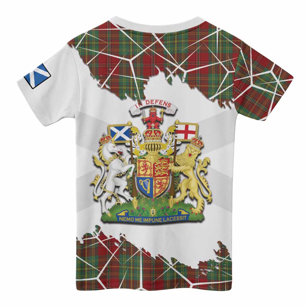 Leask Tartan Kid T-shirt with Family Crest and Lion Rampant Grunge Style