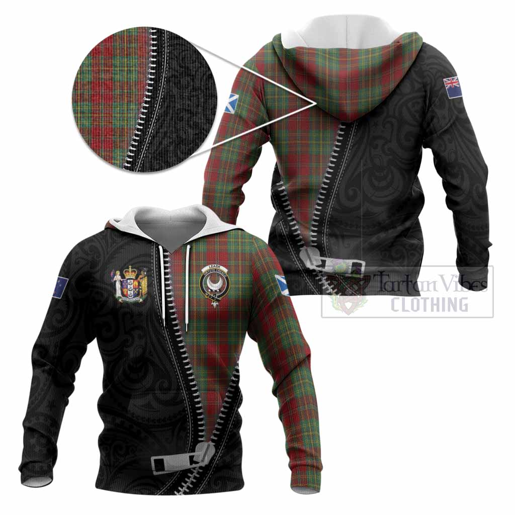 Leask Tartan Knitted Hoodie New Zealand Pattern Unique Zipper Stylized