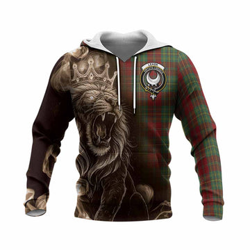 Leask Tartan Knitted Hoodie Roaring Lion Heritage