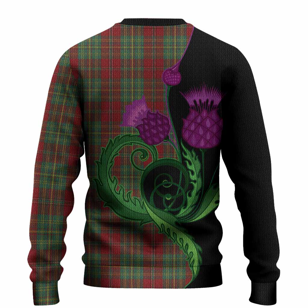 Leask Tartan Knitted Sweater Traditional Scottish Thistle