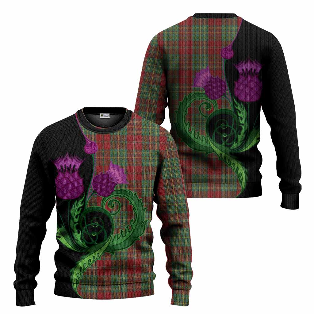 Leask Tartan Knitted Sweater Traditional Scottish Thistle