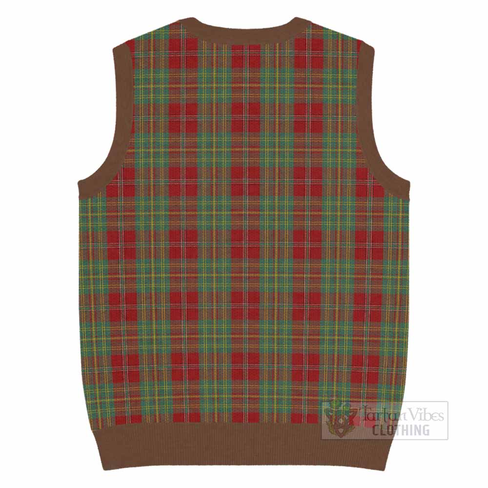 Leask Tartan Knitted V-Neck Vest with Family Crest - Tartan Vibes Clothing