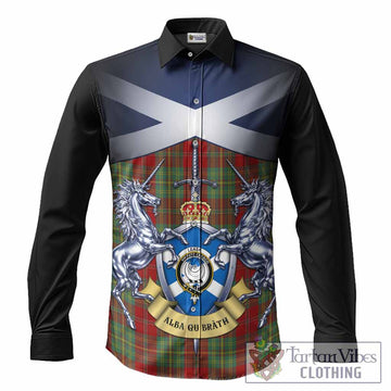 Leask Tartan Long Sleeve Button Shirts Alba Gu Brath Unicorn Crest