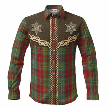 Leask Tartan Long Sleeve Button Shirts Bigfoot Riding The Kelpie Monster