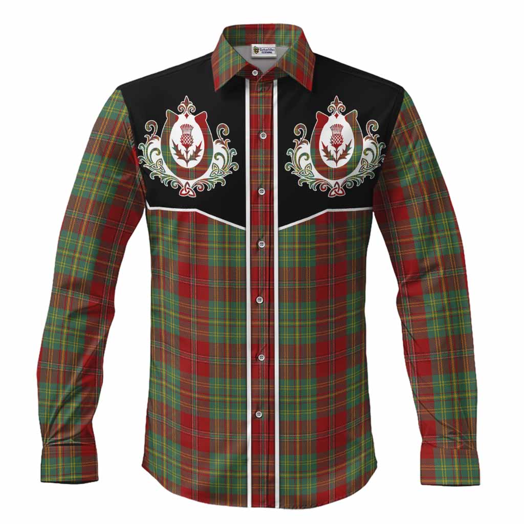 Leask Tartan Long Sleeve Button Shirts Horseshoe Ornament Men's Shirt S - Tartan Vibes Clothing