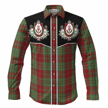 Leask Tartan Long Sleeve Button Shirts Horseshoe Ornament Men's Shirt S - Tartan Vibes Clothing