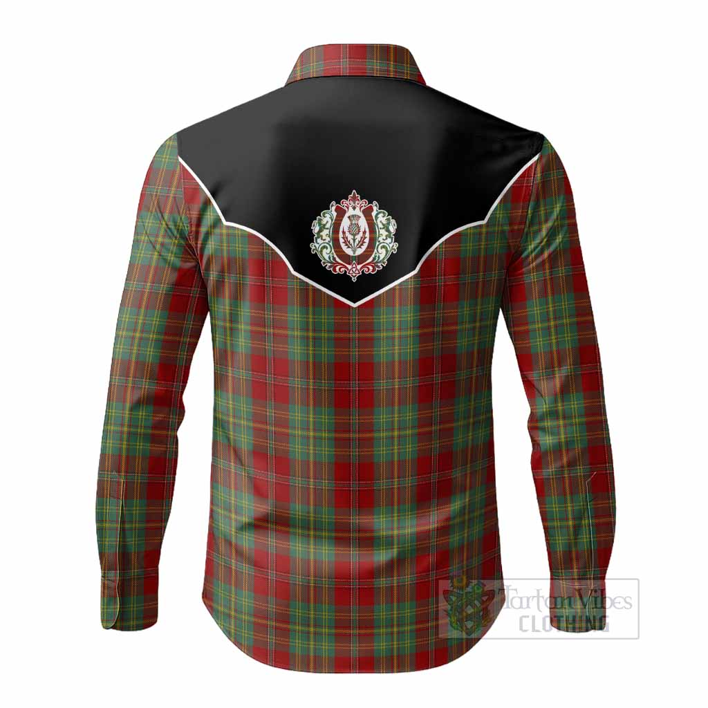 Leask Tartan Long Sleeve Button Shirts Horseshoe Ornament - Tartan Vibes Clothing