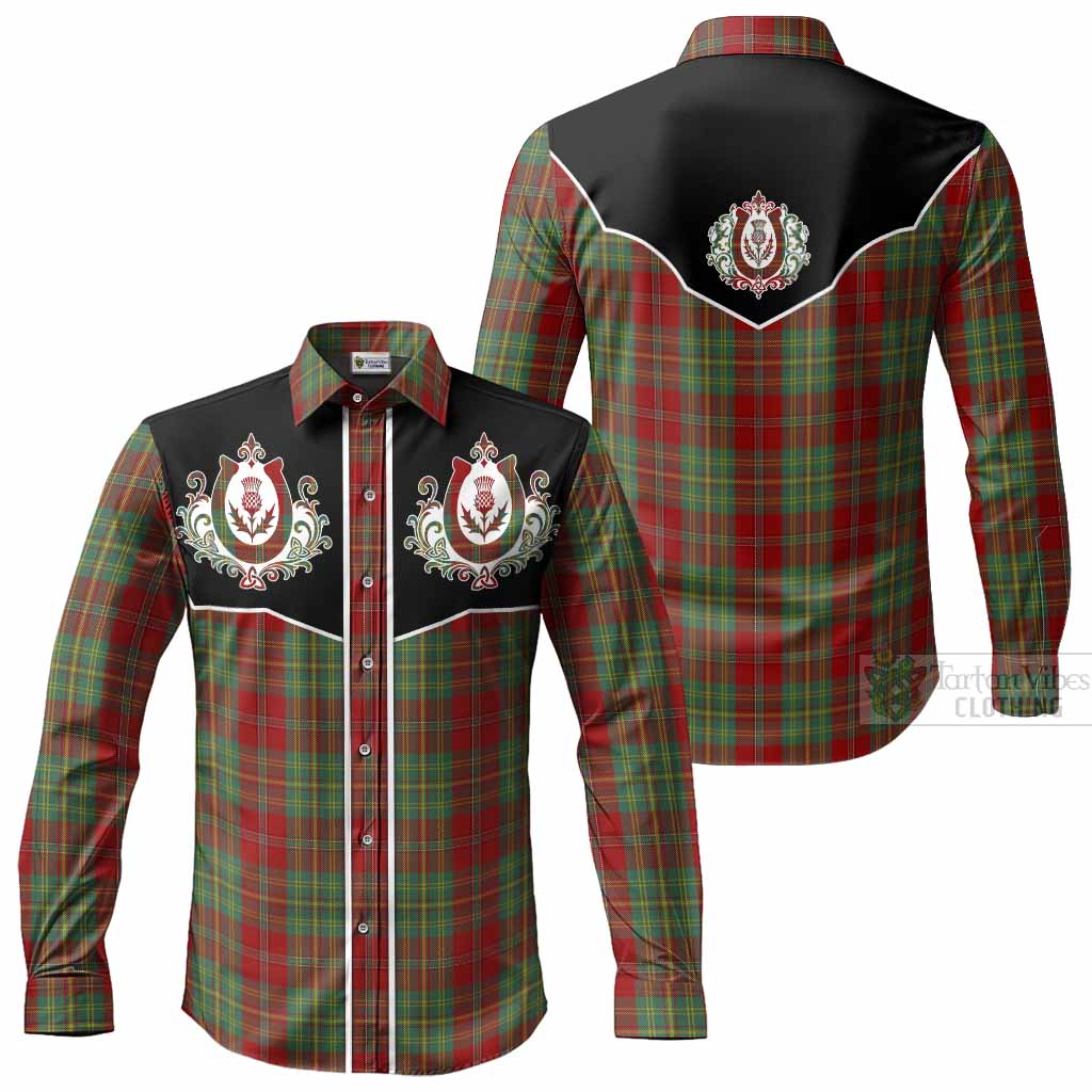 Leask Tartan Long Sleeve Button Shirts Horseshoe Ornament Men's Shirt - Tartan Vibes Clothing