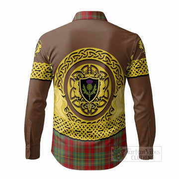 Leask Tartan Long Sleeve Button Shirts Unicorn Celtic Knot And Thistle Emblem