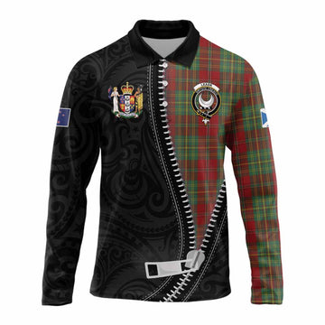Leask Tartan Long Sleeve Polo Shirt New Zealand Pattern Unique Zipper Stylized