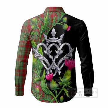 Leask Tartan Luckenbooth Long Sleeve Button Shirts Silver Heart Crown Thistle Floral - Tartan Vibes Clothing