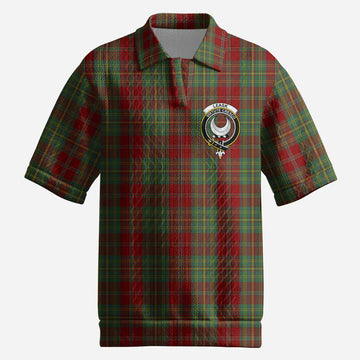 Leask Tartan Men’s Polo Sweater Top with Family Crest