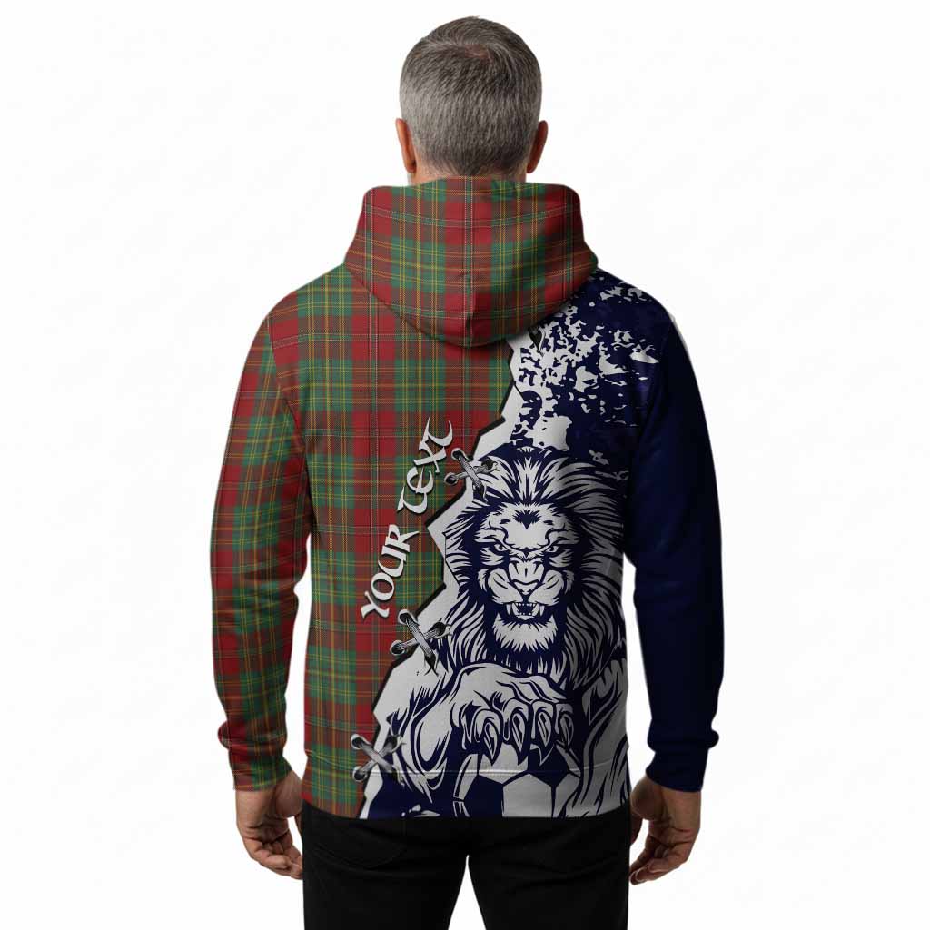 Leask Tartan Scottish Hoodie Angry Lion With Soccer Ball Style