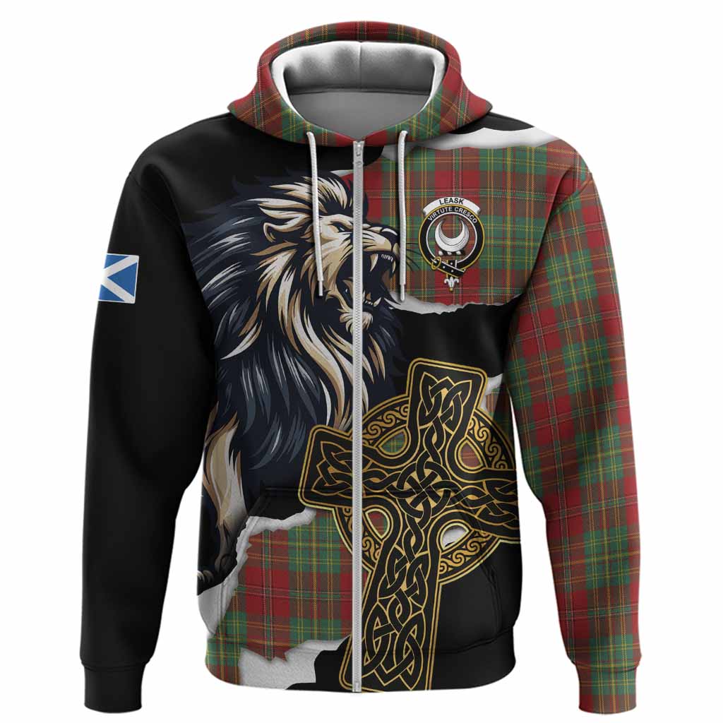 Leask Tartan Scottish Hoodie Lion Celtic Heritage