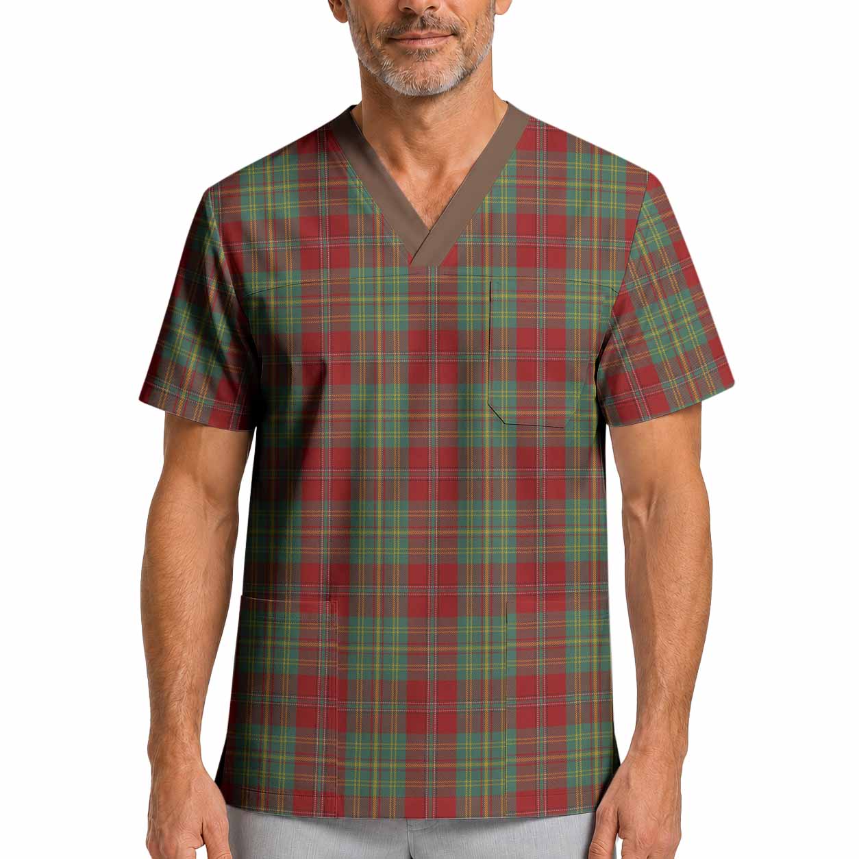 Leask Tartan Scrub Top XL - Tartan Vibes Clothing