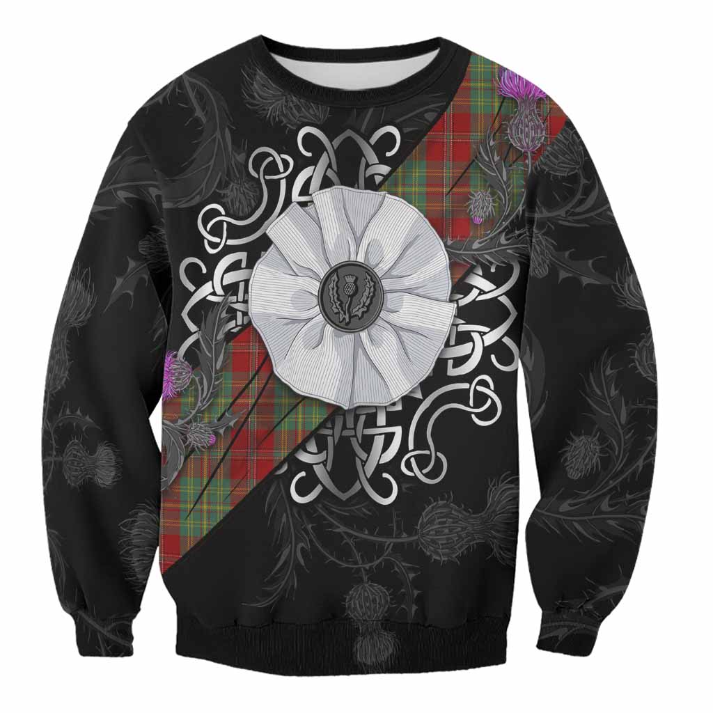 Leask Tartan Sweatshirt Jacobite White Rose Unisex - Tartan Vibes Clothing