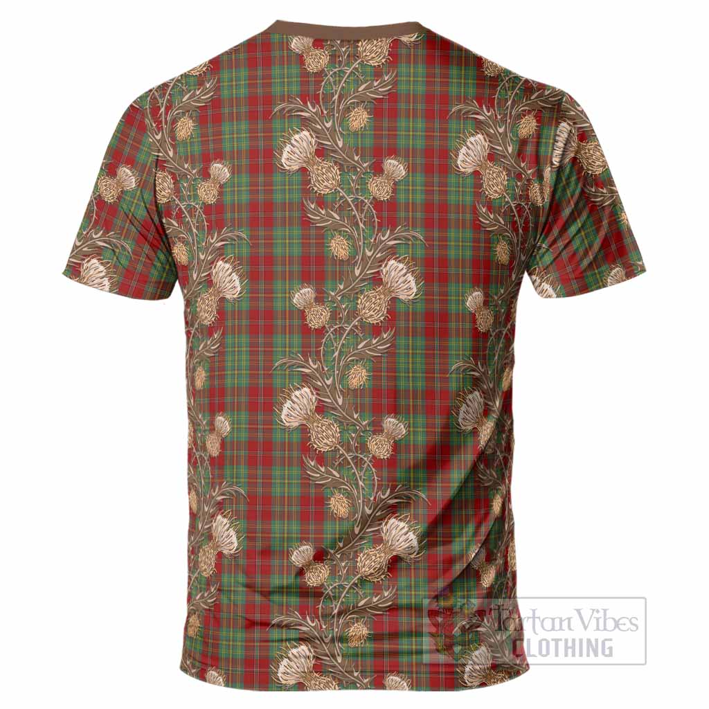 Leask Tartan T-Shirt Seamless Scottish Thistle Flowers