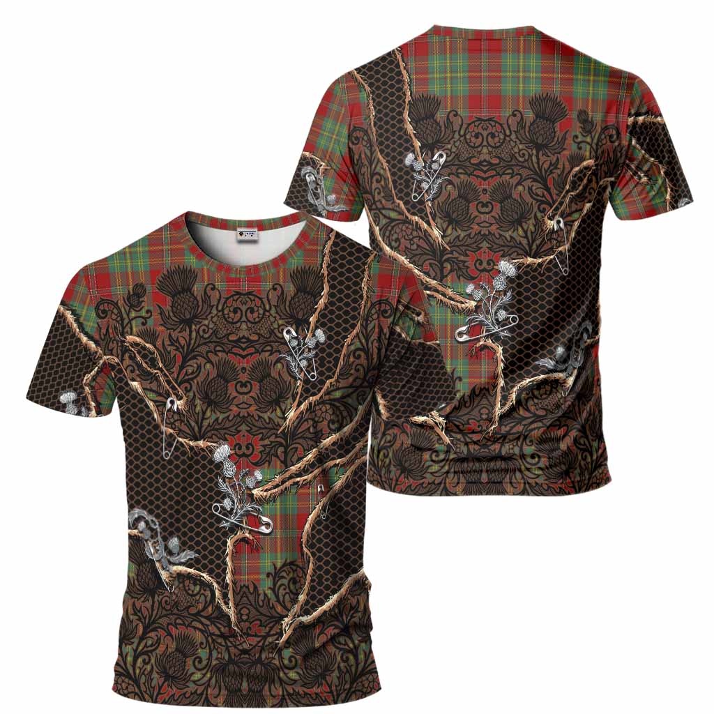 Leask Tartan Thistle Dark Gothic T-Shirt - Tartan Vibes Clothing