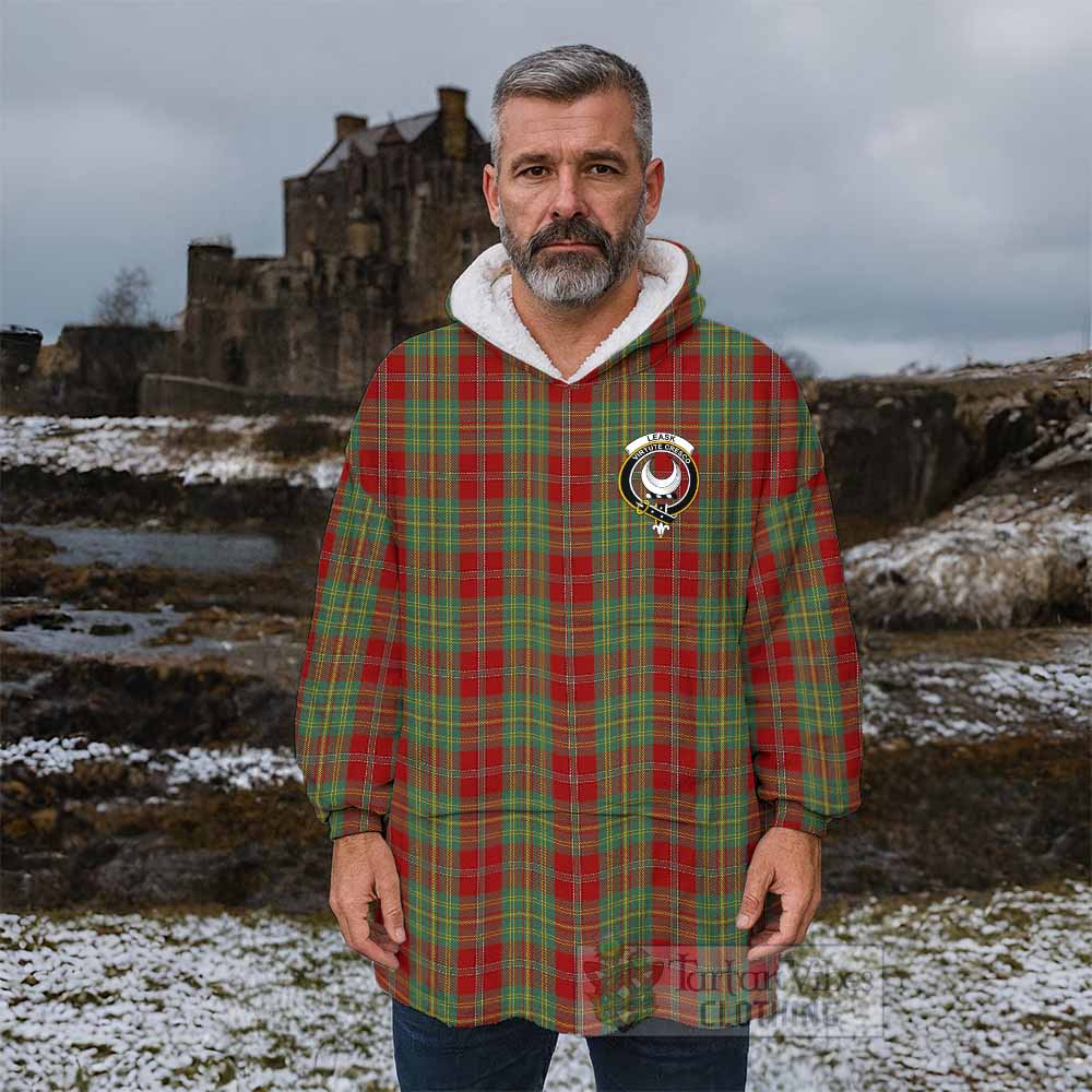 Leask Tartan Wearable Blanket with Family Crest - Tartan Vibes Clothing