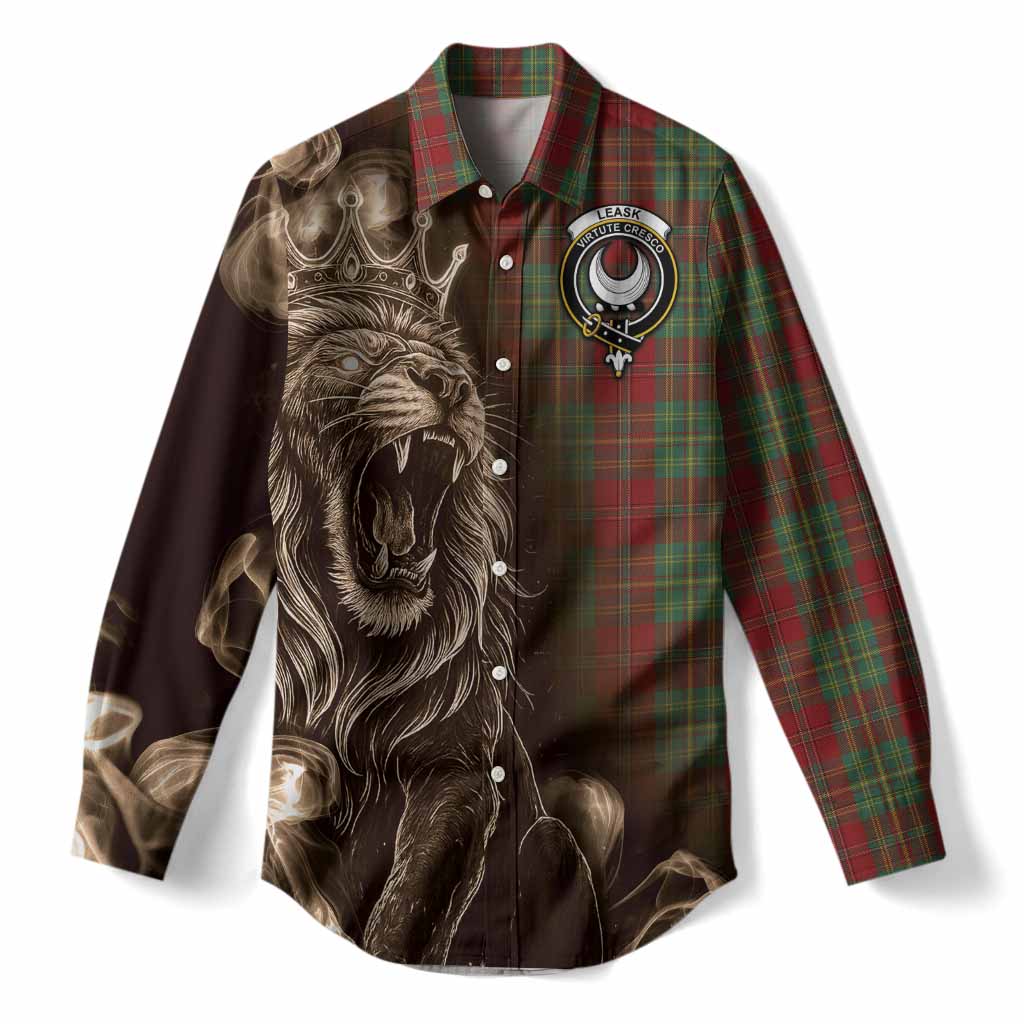 Leask Tartan Women Casual Shirt Roaring Lion Heritage