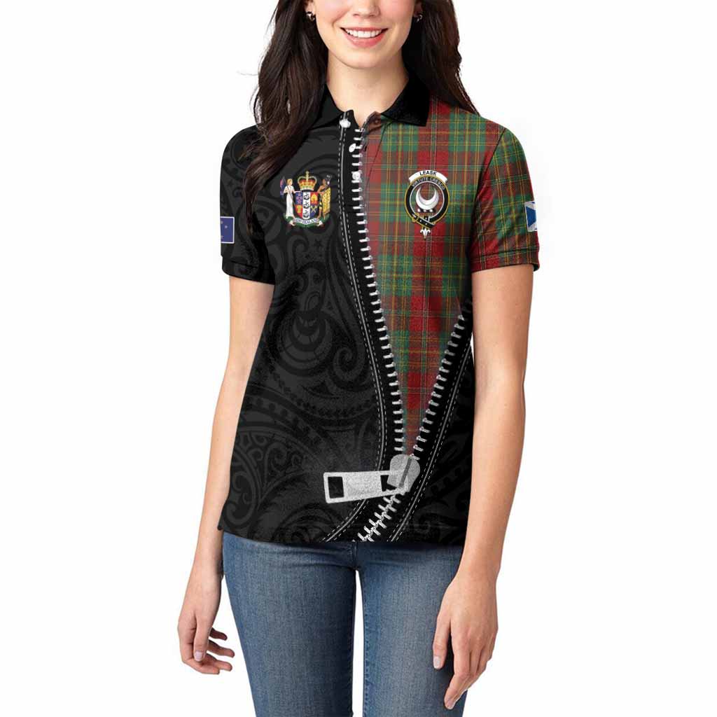 Leask Tartan Women Polo Shirt New Zealand Pattern Unique Zipper Stylized