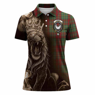 Leask Tartan Women Polo Shirt Roaring Lion Heritage