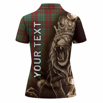 Leask Tartan Women Polo Shirt Roaring Lion Heritage