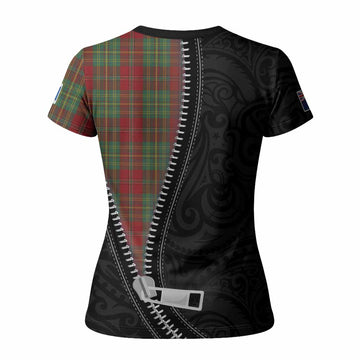 Leask Tartan Women T shirt New Zealand Pattern Unique Zipper Stylized
