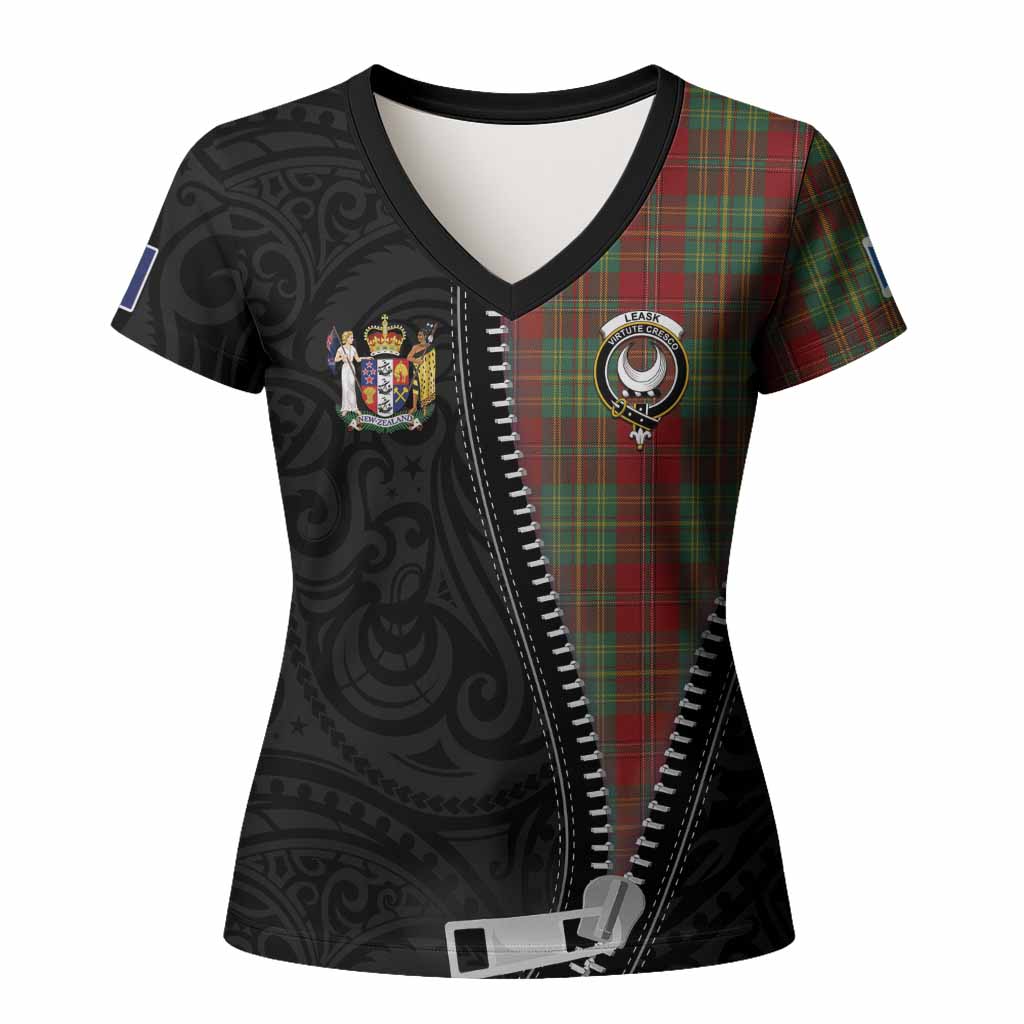 Leask Tartan Women T shirt New Zealand Pattern Unique Zipper Stylized