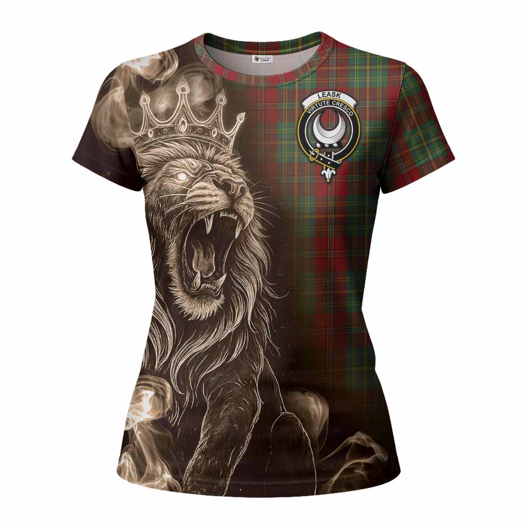 Leask Tartan Women T shirt Roaring Lion Heritage