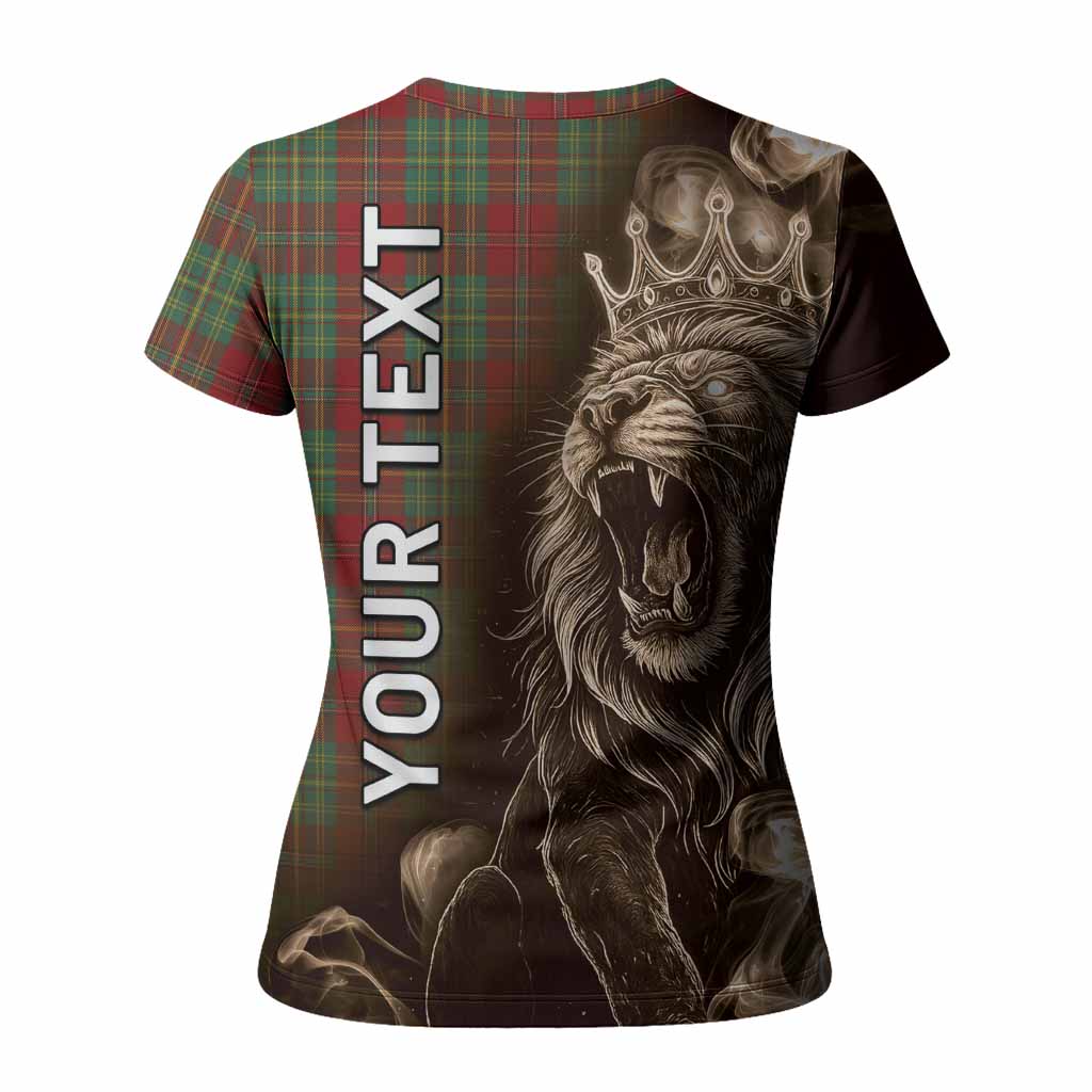 Leask Tartan Women T shirt Roaring Lion Heritage