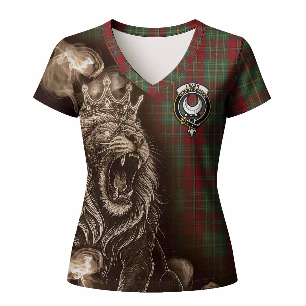 Leask Tartan Women T shirt Roaring Lion Heritage