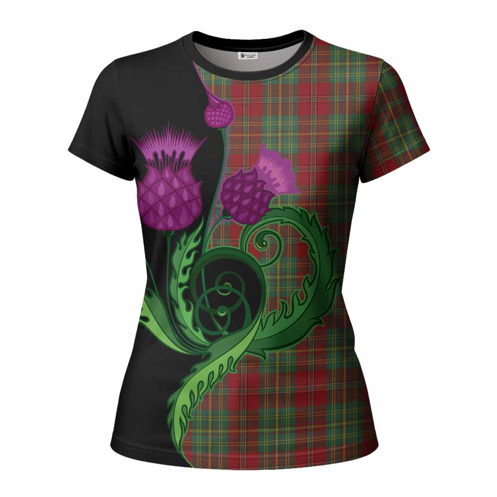Leask Tartan Women T shirt Traditional Scottish Thistle