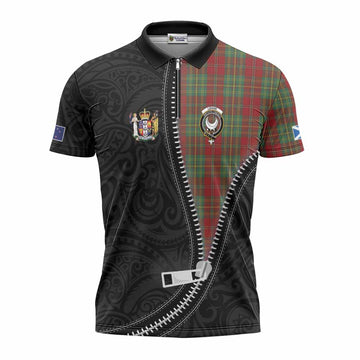 Leask Tartan Zipper Polo Shirt New Zealand Pattern Unique Zipper Stylized