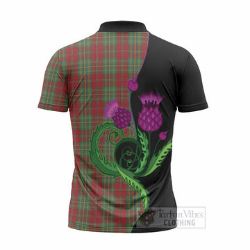 Leask Tartan Zipper Polo Shirt Traditional Scottish Thistle