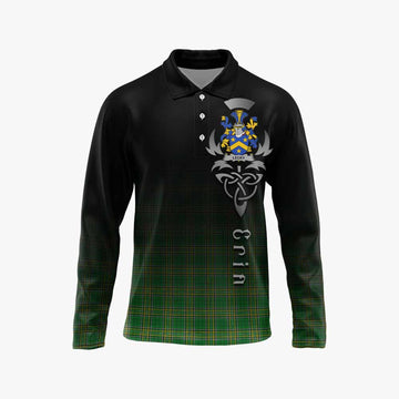 Tartan Vibes Clothing Lecky Irish Clan Long Sleeve Polo Shirt with Coat of Arms Erin Go Bragh Celtic Inspired